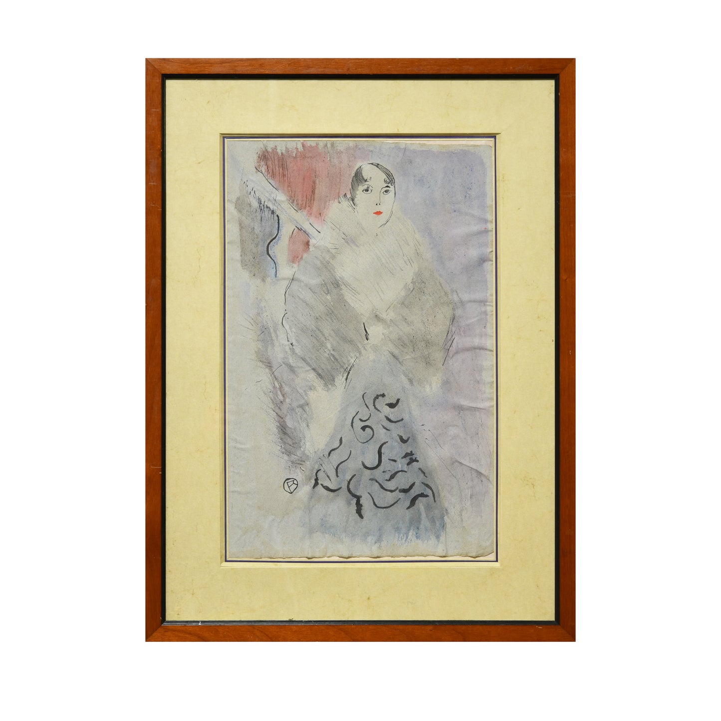 Femme Belle Époque aquarelle Roméo Dumoulin portrait féminin Belle Époque art français 50x68 cm 450 euros