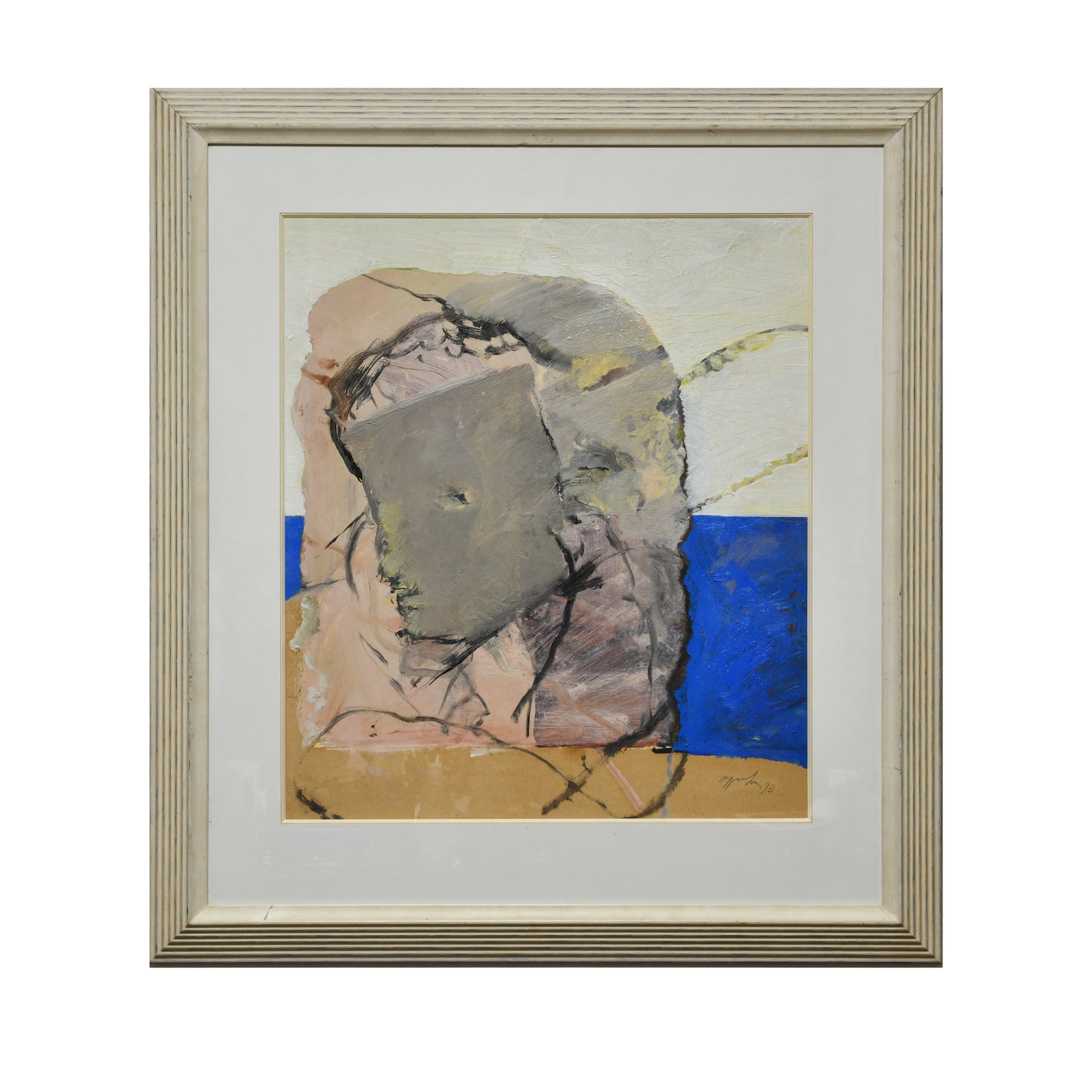Portrait technique mixte David Oppenheim art contemporain 1993 65x56 cm 450 euros signée 