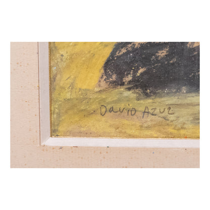 Café dessin pastel David Azuz scène café Montparnasse art moderne français 250 euros