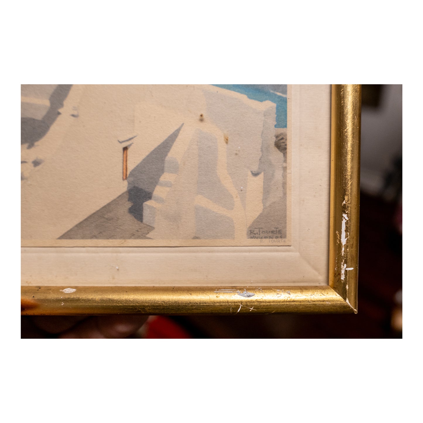 Paysage Grecque gravure Roger Tourte paysage méditerranéen architecture antique collines et nature art graphique
