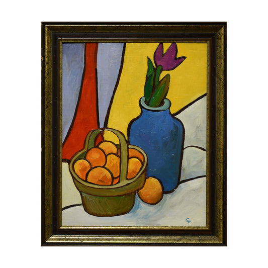 Nature morte aux oranges huile sur isorel Gertrud J. Urgüng fruits peinture figurative carton
