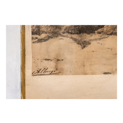 Les rochers dessin fusain Auguste Allongé paysage rocheux art français XIXe siècle 350 euros