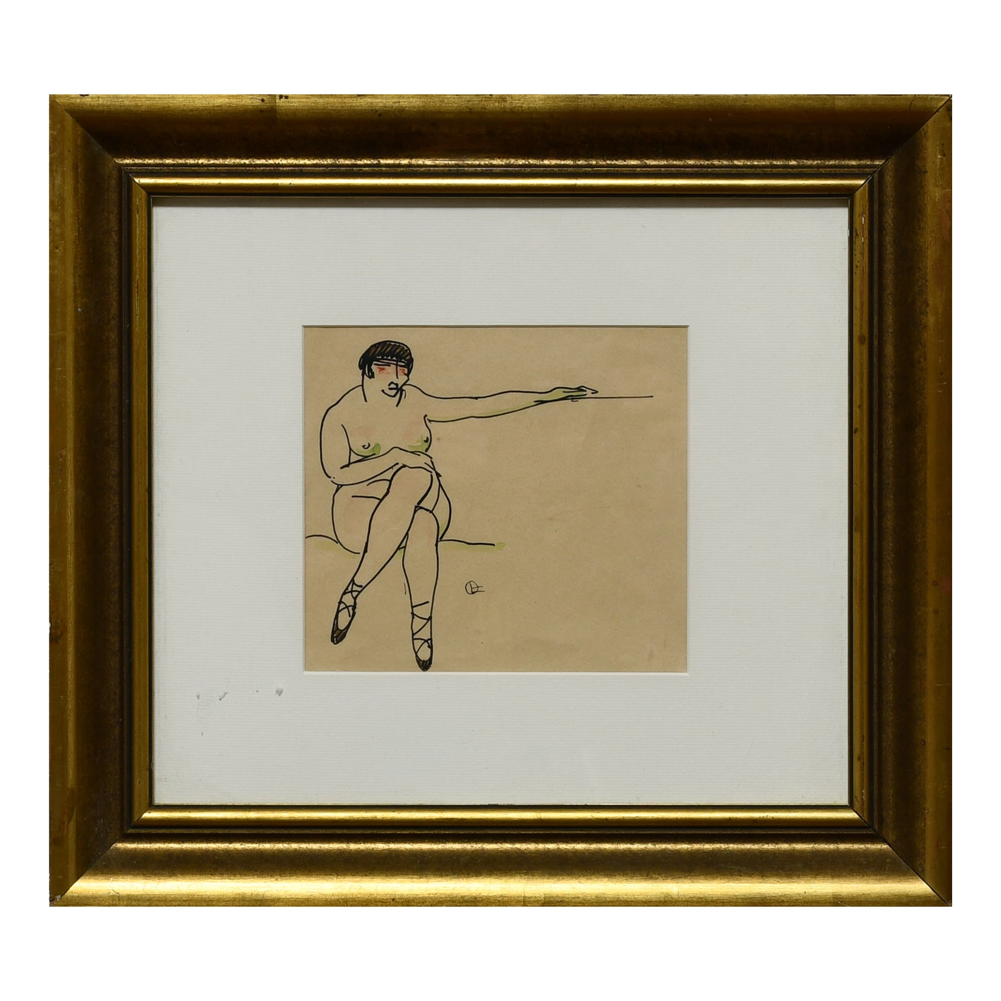 Nu Assis dessin encre sur papier Charles Picart Le Doux nu artistique art français moderne 200 euros