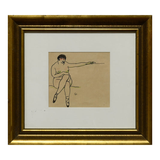 Nu Assis dessin encre sur papier Charles Picart Le Doux nu artistique art français moderne 200 euros