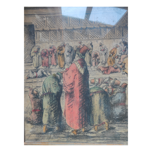 Un grand prêtre dessin signature non reconnue personnage religieux clergé art français authentique