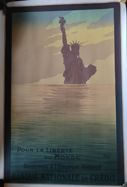 Emprunt pour la Liberté du Monde affiche SEM art graphique propagande 1917 119x77 cm 1200 euros
