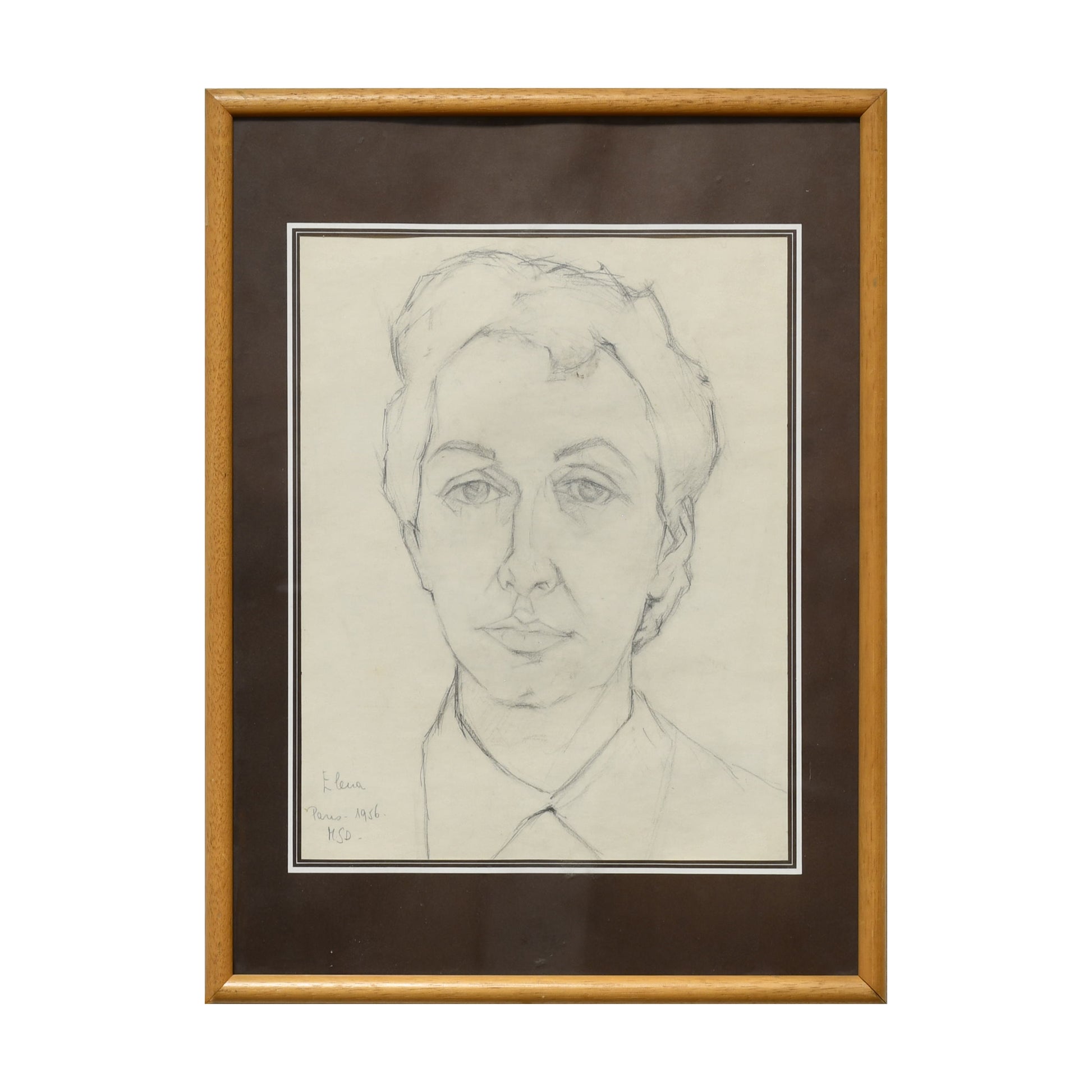 Portrait d'Elena dessin crayon Marianne Spier-Donati portrait féminin prénom Elena art moderne authentique
