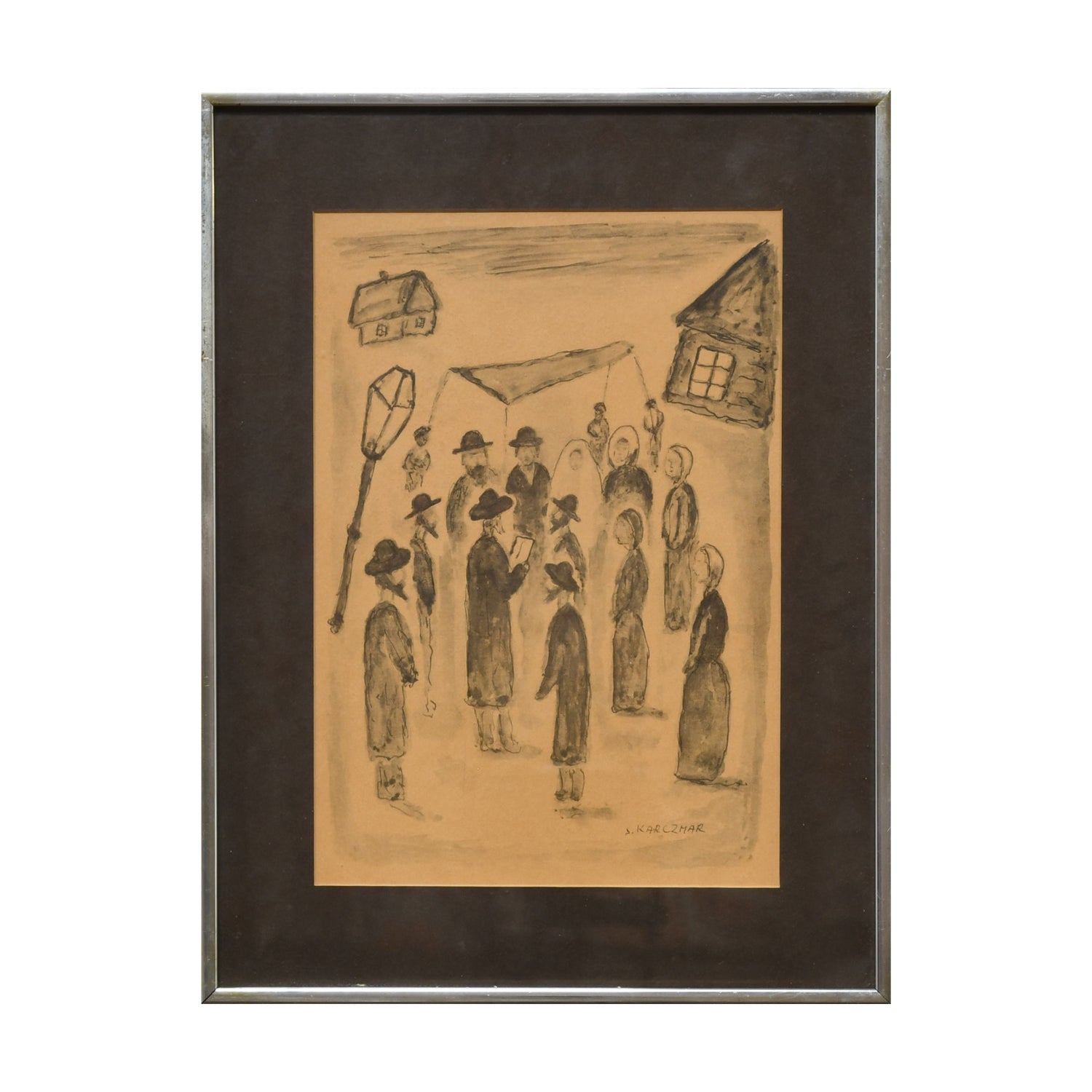 Mariage gravure Simon Karczmar scène nuptiale couple cérémonie traditions art graphique
