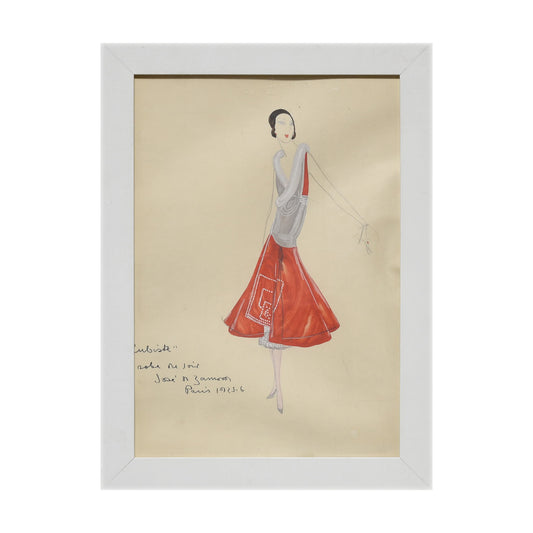Cubiste Robe du Soir aquarelle José de Zamora art cubiste moderne espagnol 25x34 cm 450 euros