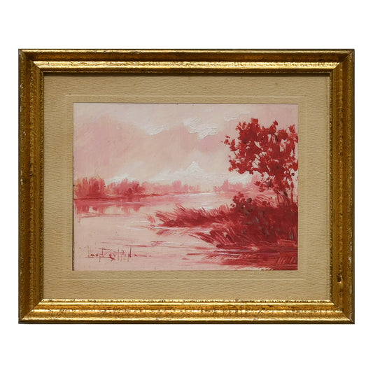 Bords de Rivière aquarelle Léon Zeytline paysage fluvial art moderne français authentique