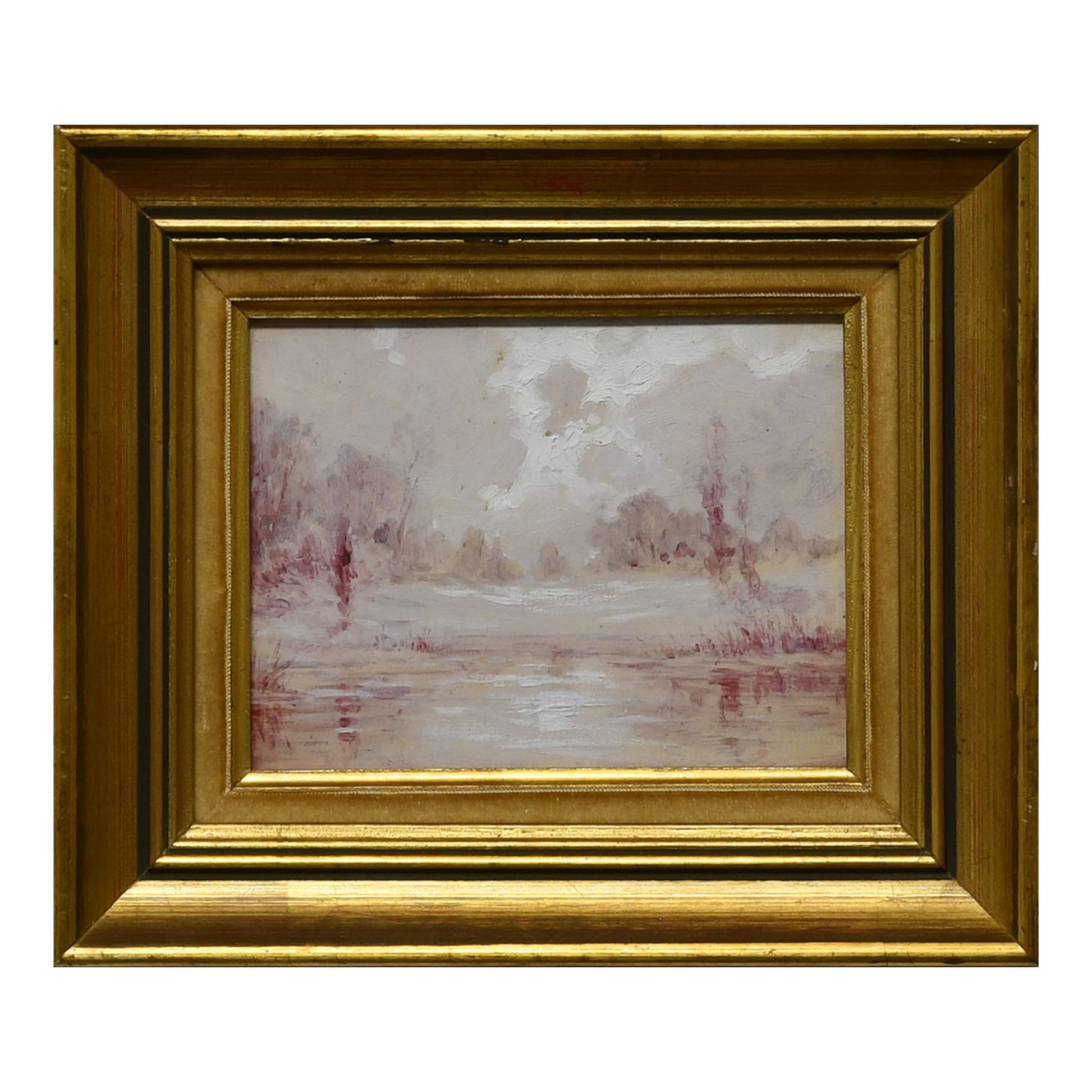 Paysage Rose aquarelle Léon Zeytline paysage coloré art moderne français 250 euros