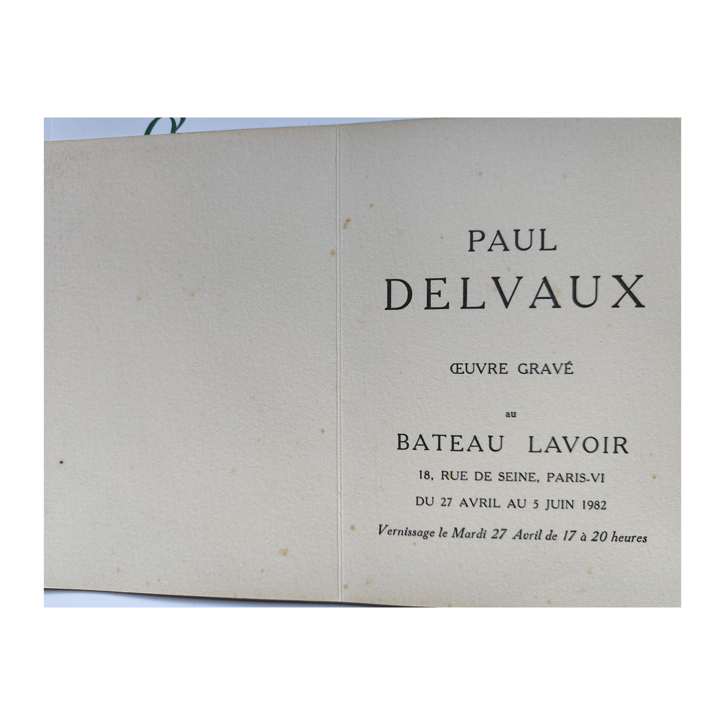 Carte d'invitation exposition  - Delvaux Paul  - 1982