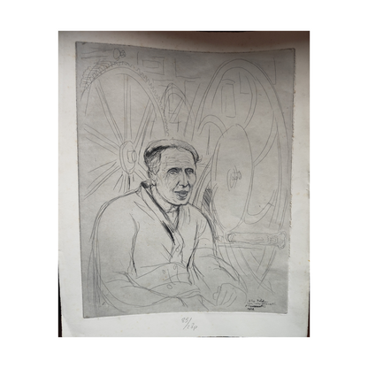 Portrait Dédicacé à Eugène Delatre eau-forte Etienne Cournault art français gravure dédicace 1932 42x33 cm 350 euros