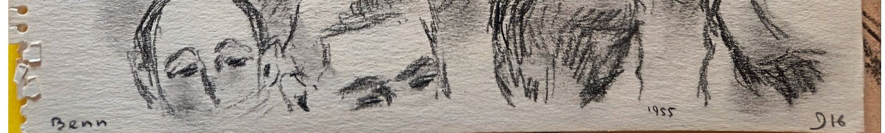 Dessin de 1981 de Benn représentant le portrait d’un jeune garçon, œuvre non encadrée au format 25 x 33 cm