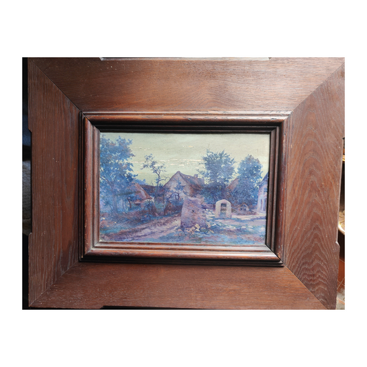 À la ferme 2 huile sur panneau Michel Korochansky (Mardoché Léon Kharchansky) scène rurale art français moderne 350 euros
