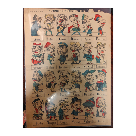 Alphabet des arts et métiers image d'Épinal Pellerin pédagogie enfantine XIXe siècle authentique