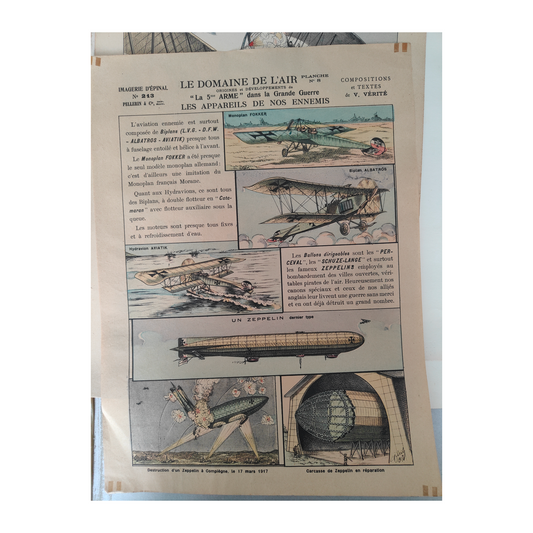 La 5ᵉ arme dans la Grande Guerre hydravions gravure Pellerin scène militaire aviation Première Guerre mondiale art graphique
