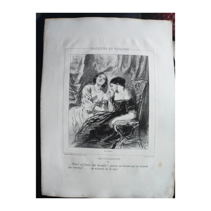 Masques et Visages lithographies Paul Gavarni art français XIXe siècle Sainte-Beuve 13 planches 32x50 cm 390 euros