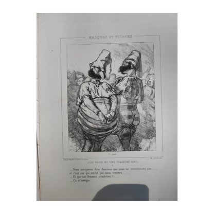 Masques et Visages lithographies Paul Gavarni art français XIXe siècle Sainte-Beuve 13 planches 32x50 cm 390 euros