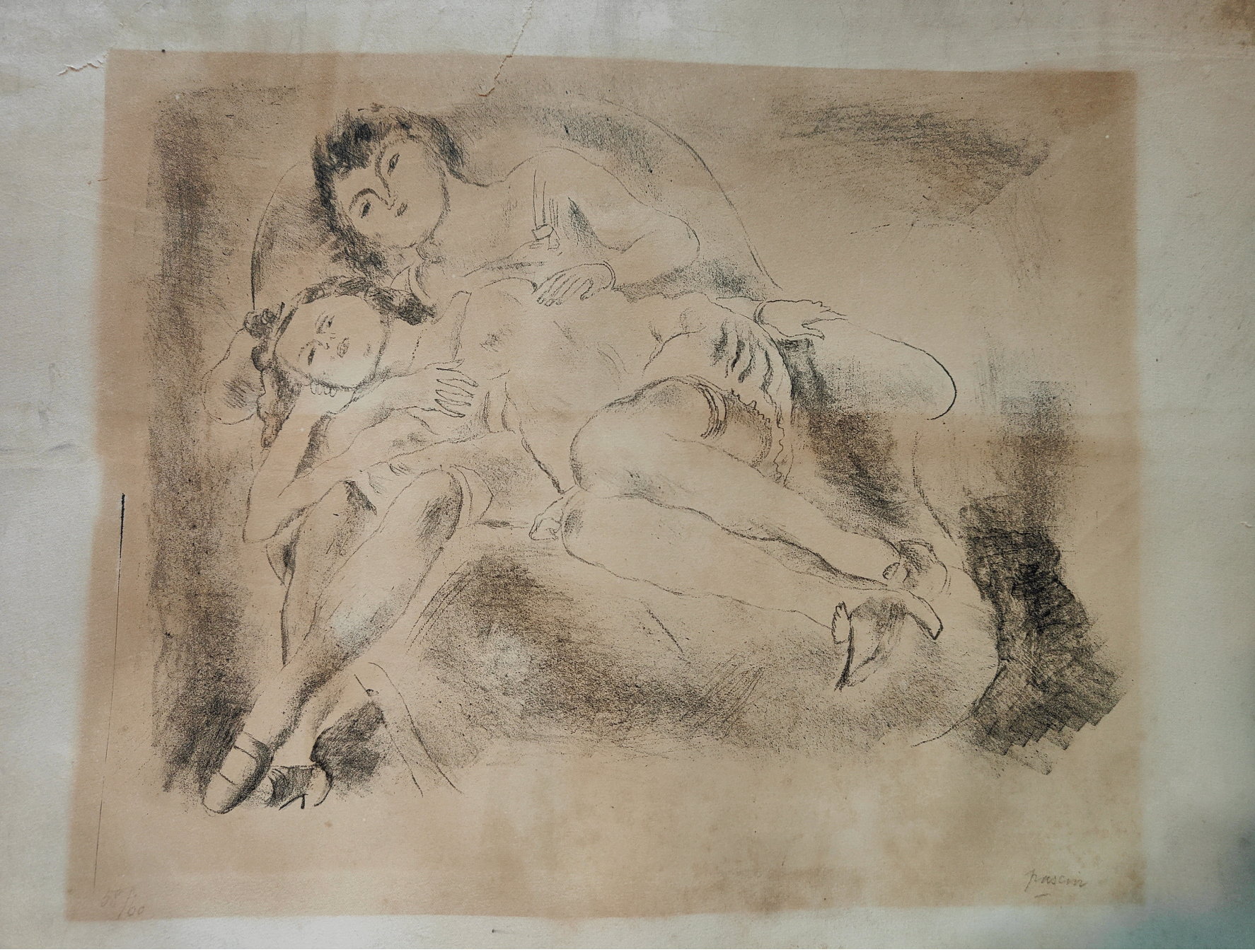 Homme courant gravure Dessaigne figure en mouvement art moderne français 55x44 cm authentiqueRetry