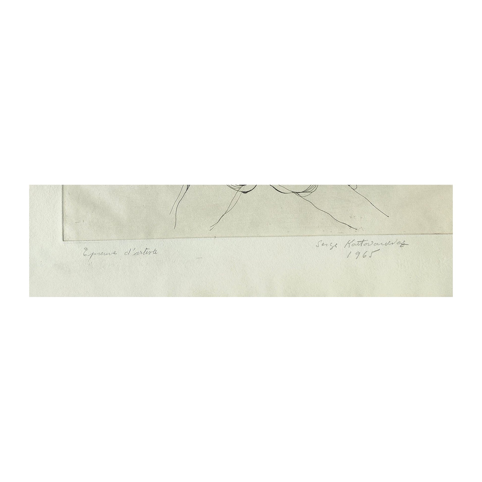 Gravure abstraite en noir et blanc de Serge Kantorowitz, eau-forte originale épreuve d’artiste signée et justifiée