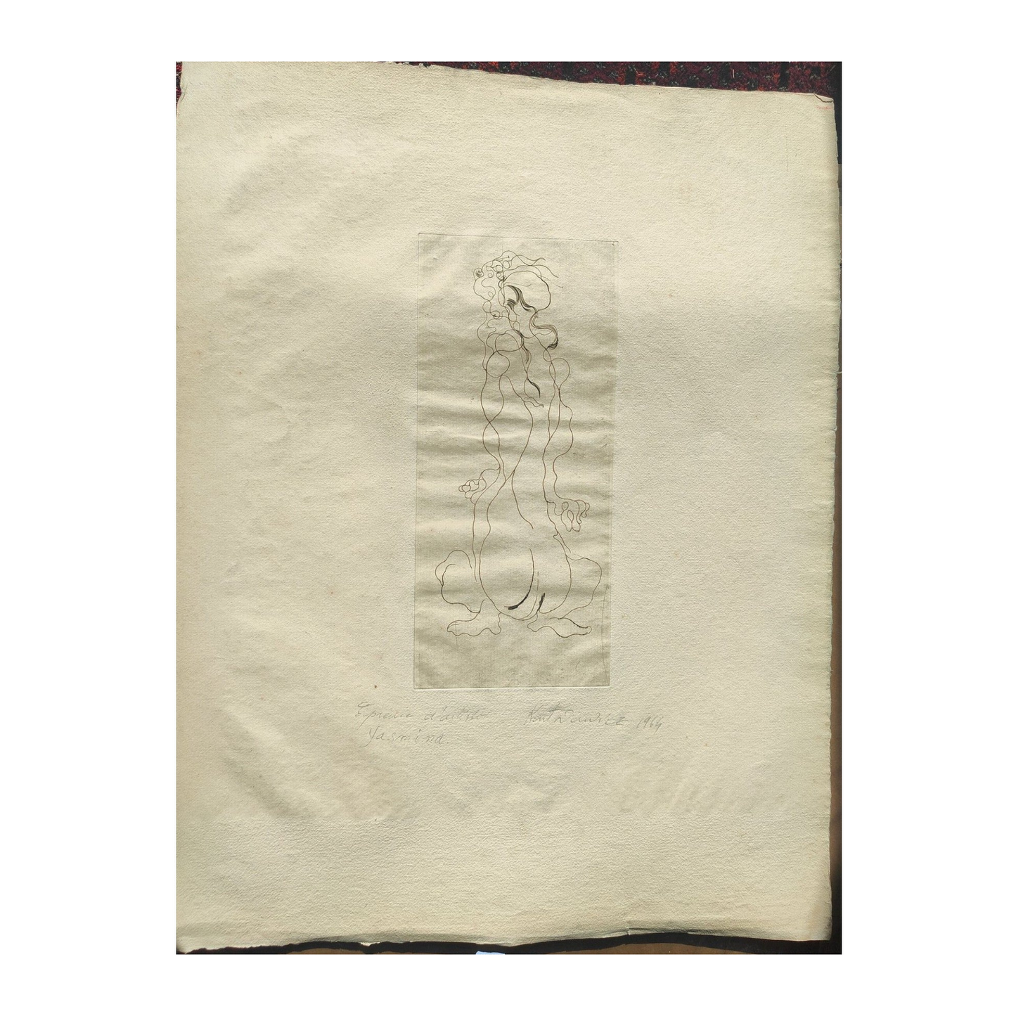 Gravure eau-forte abstraite en noir et blanc intitulée Yasmina par Serge Kantorowitz, épreuve d’artiste signée au crayon