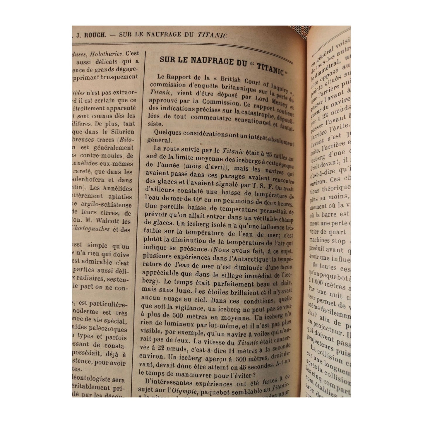 Volume relié de La Revue Scientifique, 2e semestre 1910, revue ancienne avec articles sur médecine, Titanic, armées et colonisation africaine.