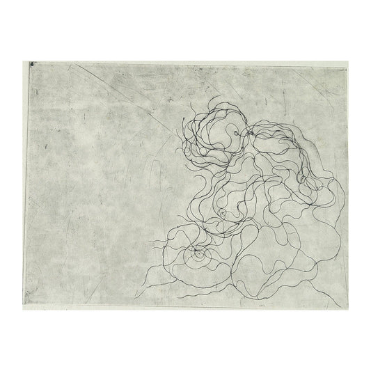Gravure abstraite en noir et blanc de Serge Kantorowitz, eau-forte originale épreuve d’artiste signée et justifiée