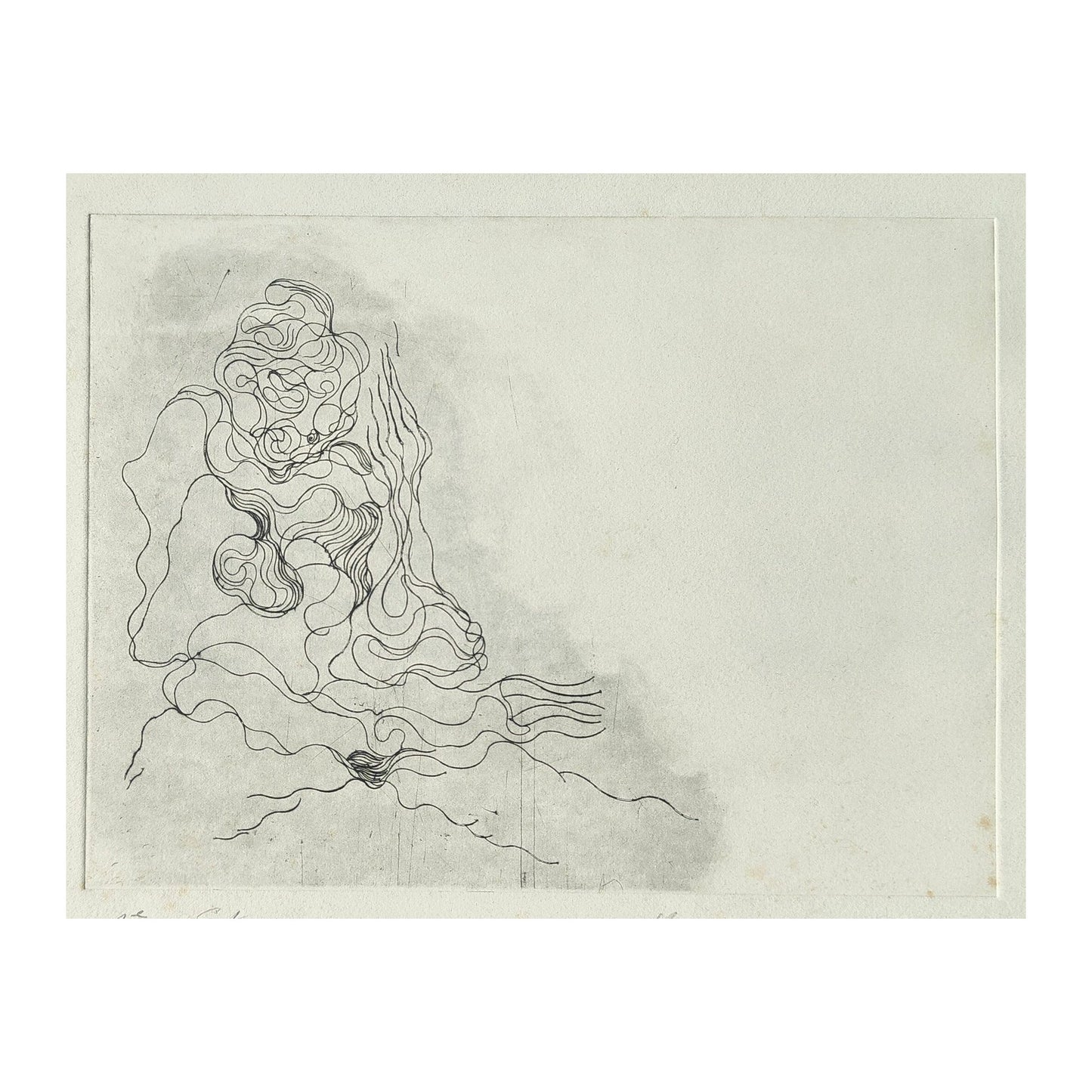 Gravure abstraite en noir et blanc de Serge Kantorowitz, eau-forte originale épreuve d’artiste signée et justifiée