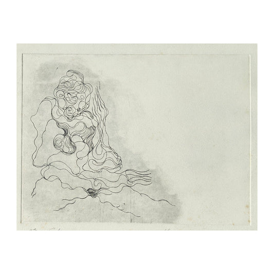 Gravure abstraite en noir et blanc de Serge Kantorowitz, eau-forte originale épreuve d’artiste signée et justifiée
