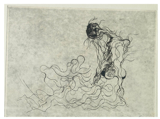 Gravure abstraite en noir et blanc de Serge Kantorowitz, eau-forte originale épreuve d’artiste signée et justifiée