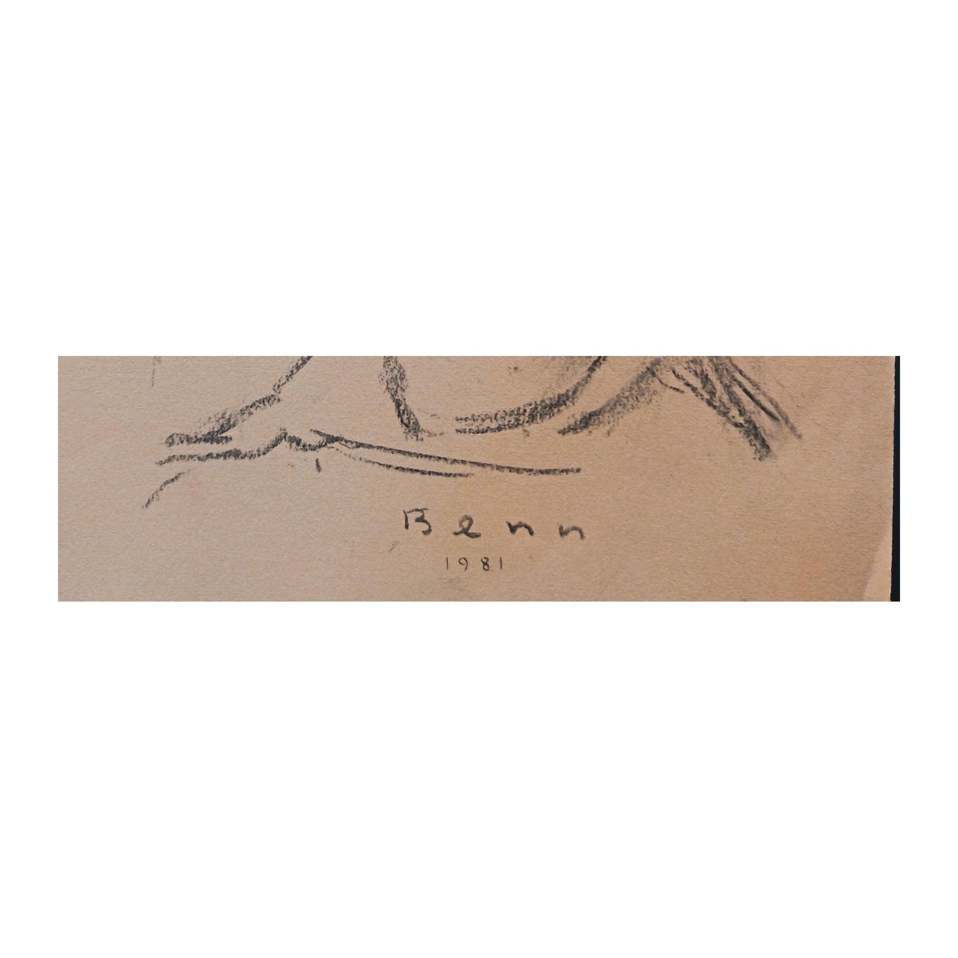 Dessin de 1981 de Benn représentant le portrait d’un jeune garçon, œuvre non encadrée au format 25 x 33 cm