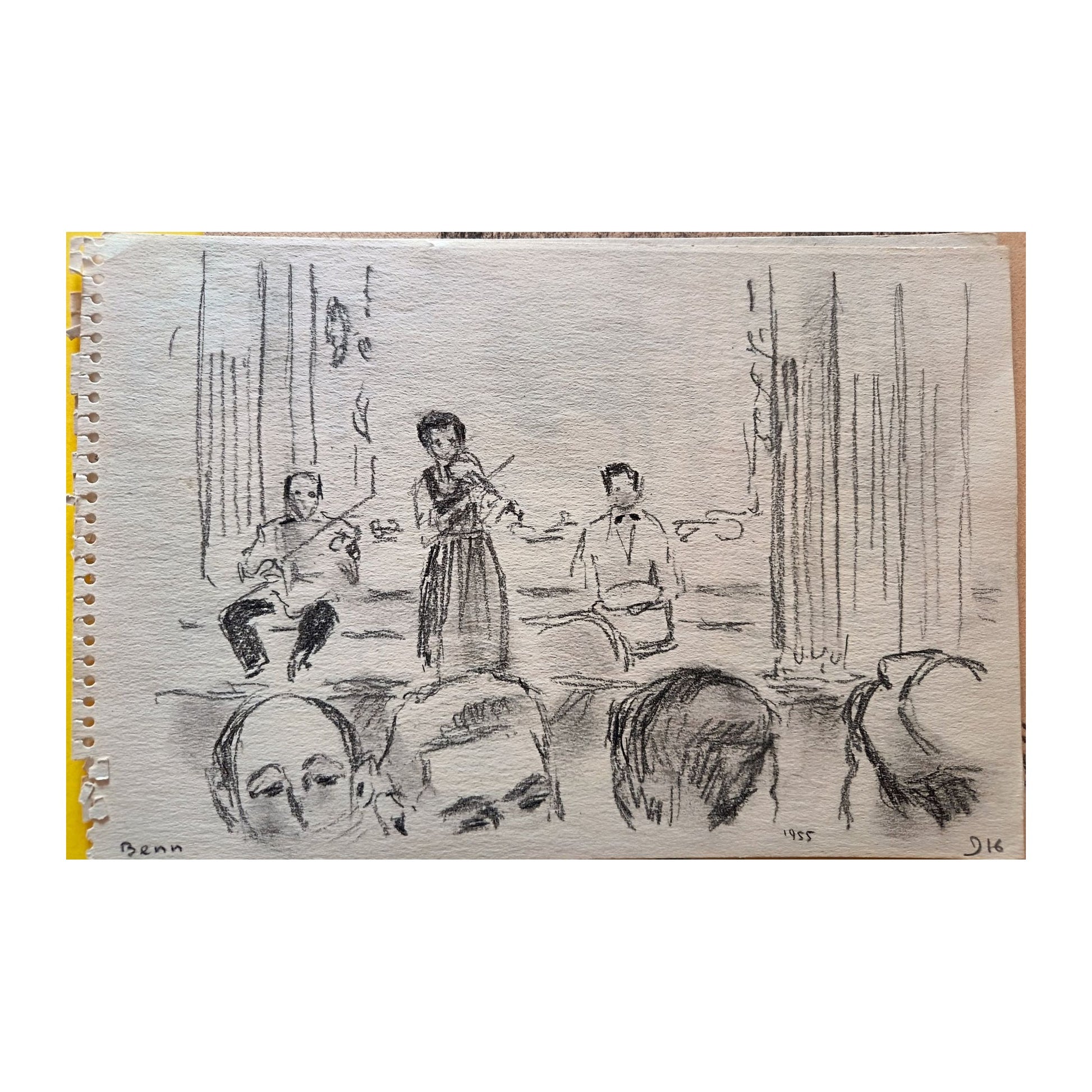 Dessin de 1981 de Benn représentant le portrait d’un jeune garçon, œuvre non encadrée au format 25 x 33 cm