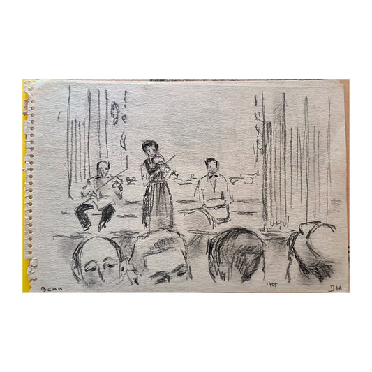 Dessin de 1981 de Benn représentant le portrait d’un jeune garçon, œuvre non encadrée au format 25 x 33 cm