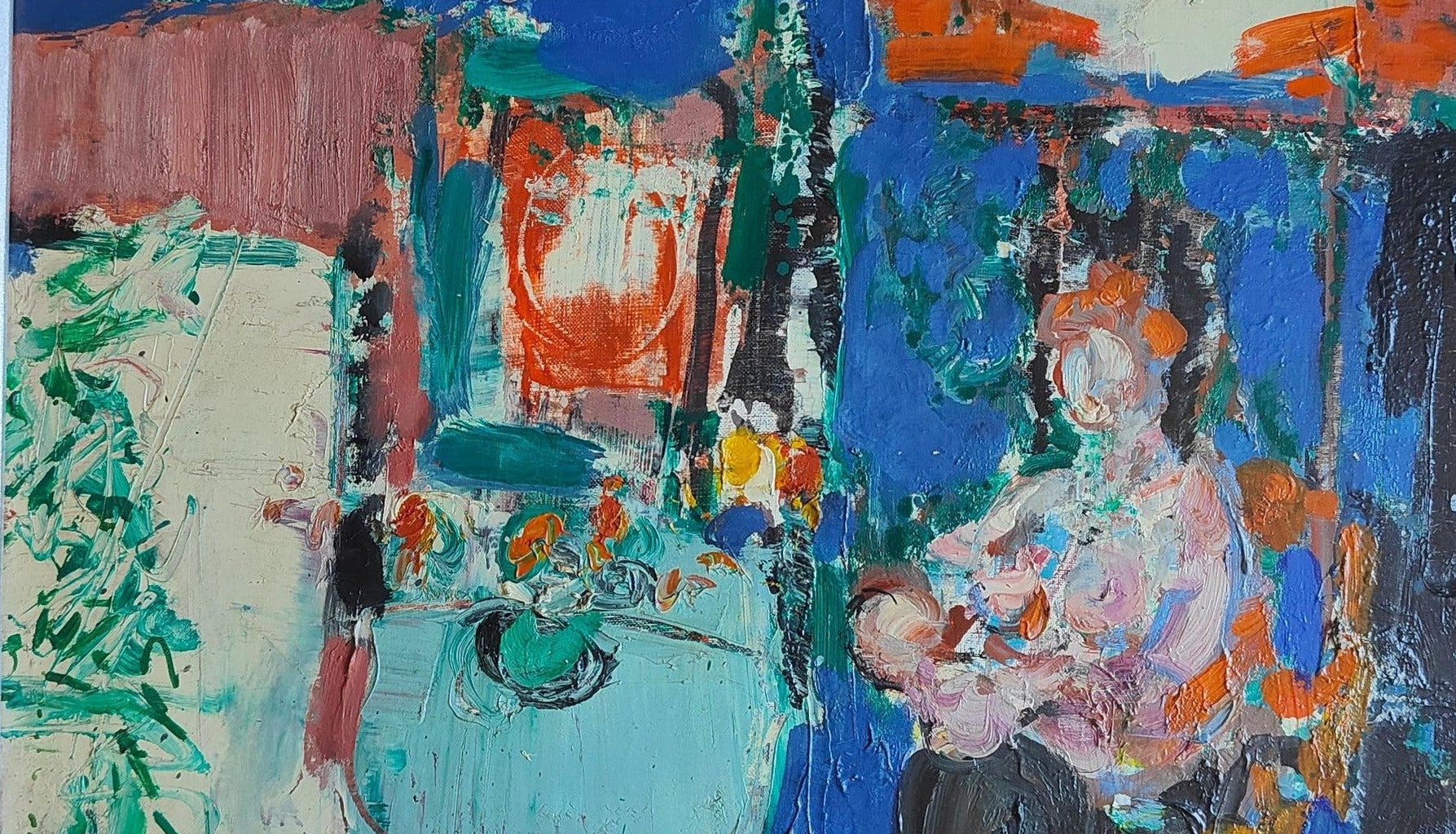 Huile sur toile signée Yankel intitulée Maternité, représentant une mère et son enfant, grand format 80 x 65 cm bien encadré
