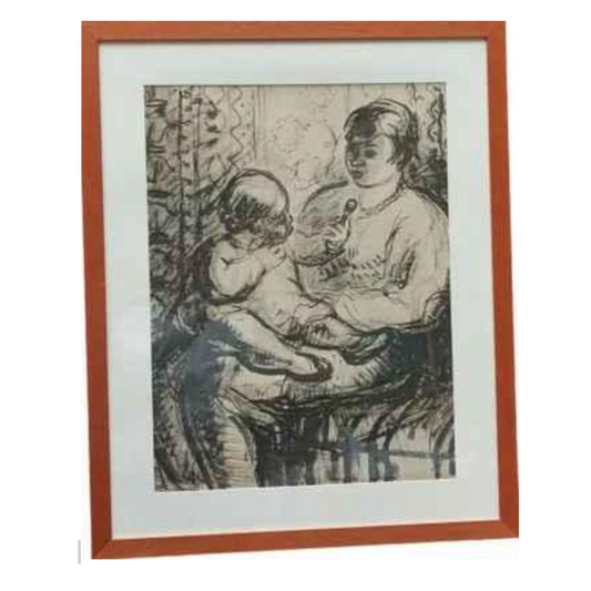 Portrait d'Elena dessin encre lavis Marianne Spier-Donati portrait féminin prénom Elena art moderne authentique