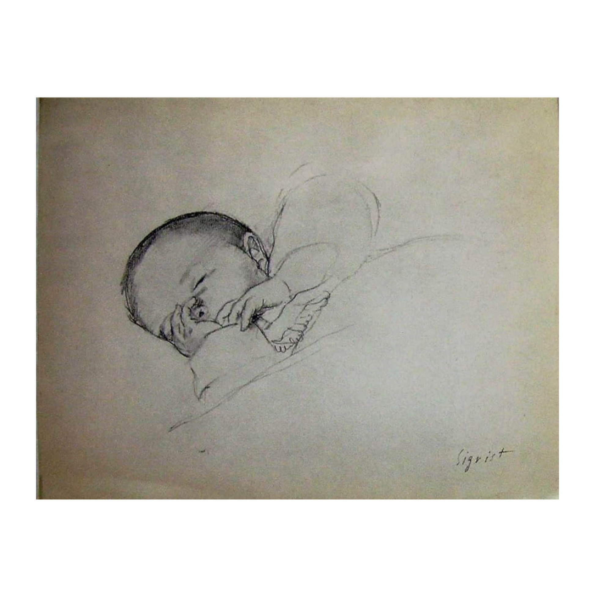 4 Dessins de la Série 10 Enfants Edmond Sigrist enfance portraits enfantins série artistique art suisse authentique