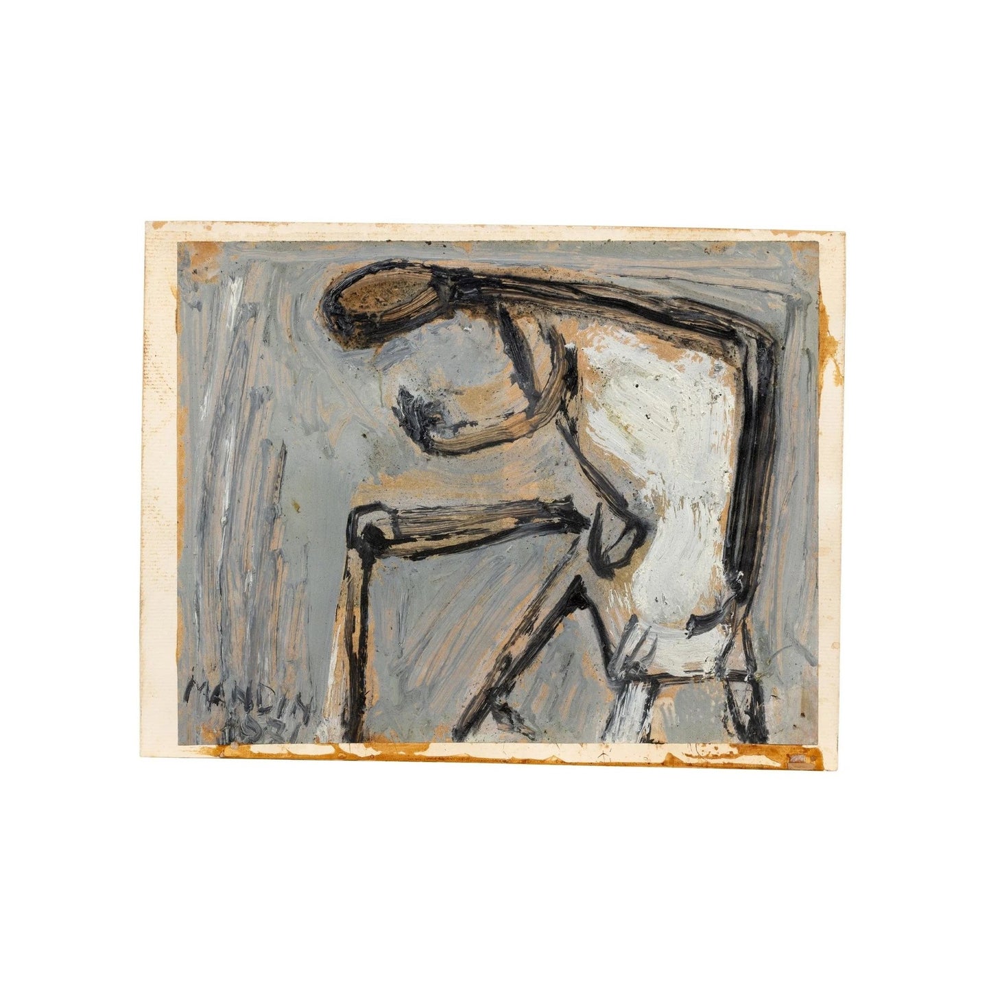 Huile sur papier marouflée sur carton de Richard Mandin, œuvre originale moderne et expressive, pièce authentique parfaite pour enrichir une collection d’art.