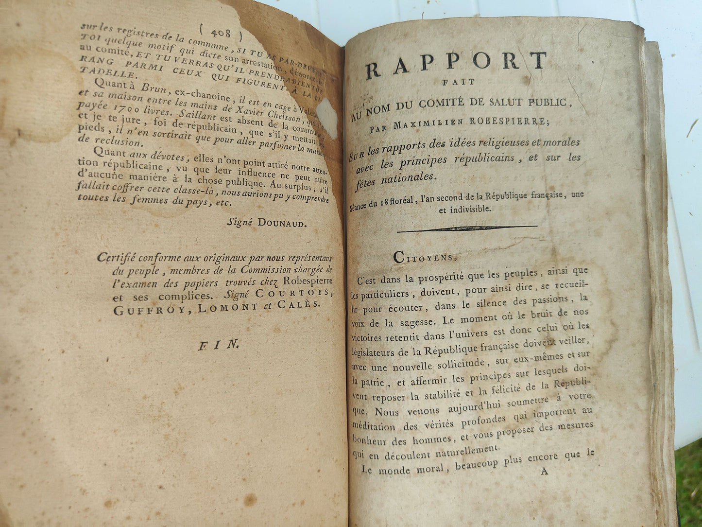 Recueil Révolution française relié XIXe – Robespierre (Être suprême), Courtois, David, Paix de Lunéville – 1794‑1801