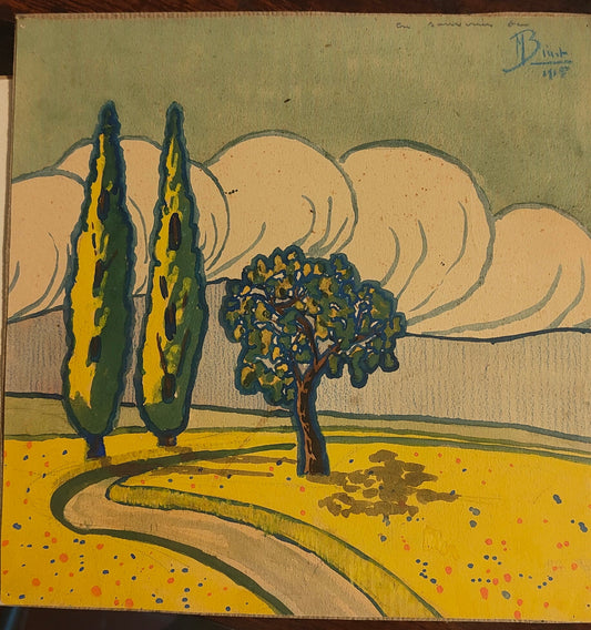 paysage de style nabi daté de 1918- signé M Binet?