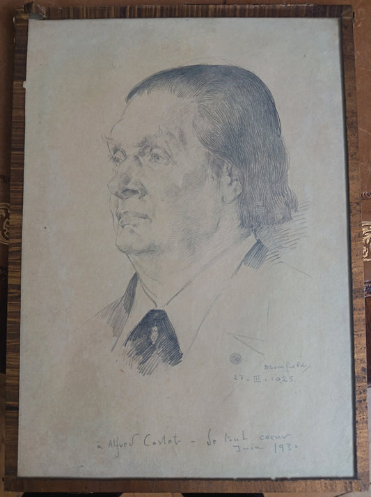 Portrait d'Alfred Cortot-dessin au crayon-Harry Bloomfield (1883-1941)