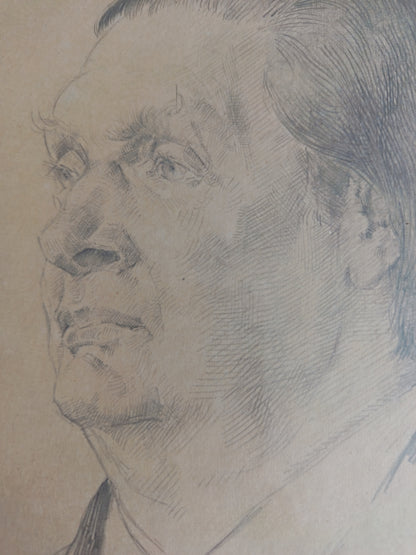 Portrait d'Alfred Cortot-dessin au crayon-Harry Bloomfield (1883-1941)