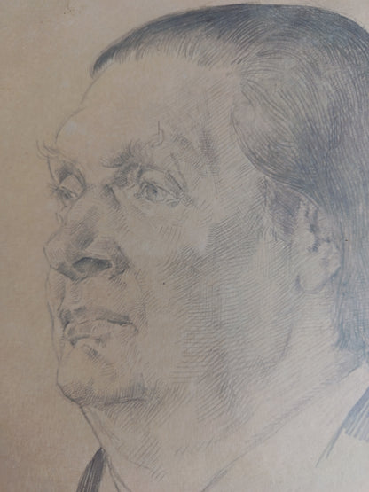 Portrait d'Alfred Cortot-dessin au crayon-Harry Bloomfield (1883-1941)
