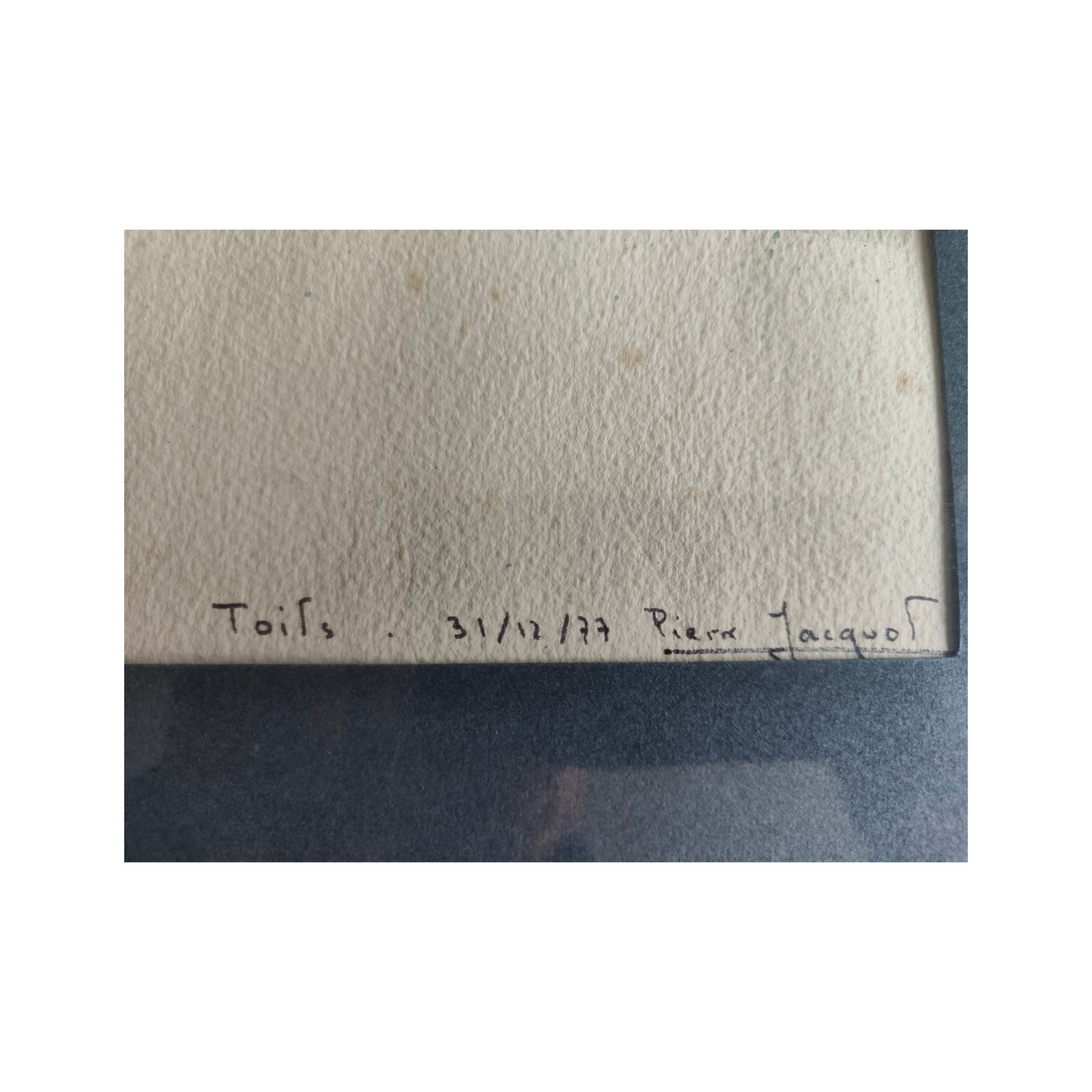 Aquarelle originale Les toits en Orléanais de Pierre Jacquot, signée et datée 1977, œuvre lumineuse et raffinée d’un peintre nancéien reconnu, encadrée avec soin.