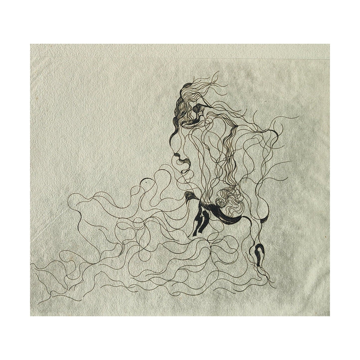 Gravure abstraite en noir et blanc de Serge Kantorowitz, eau-forte originale épreuve d’artiste signée et justifiée