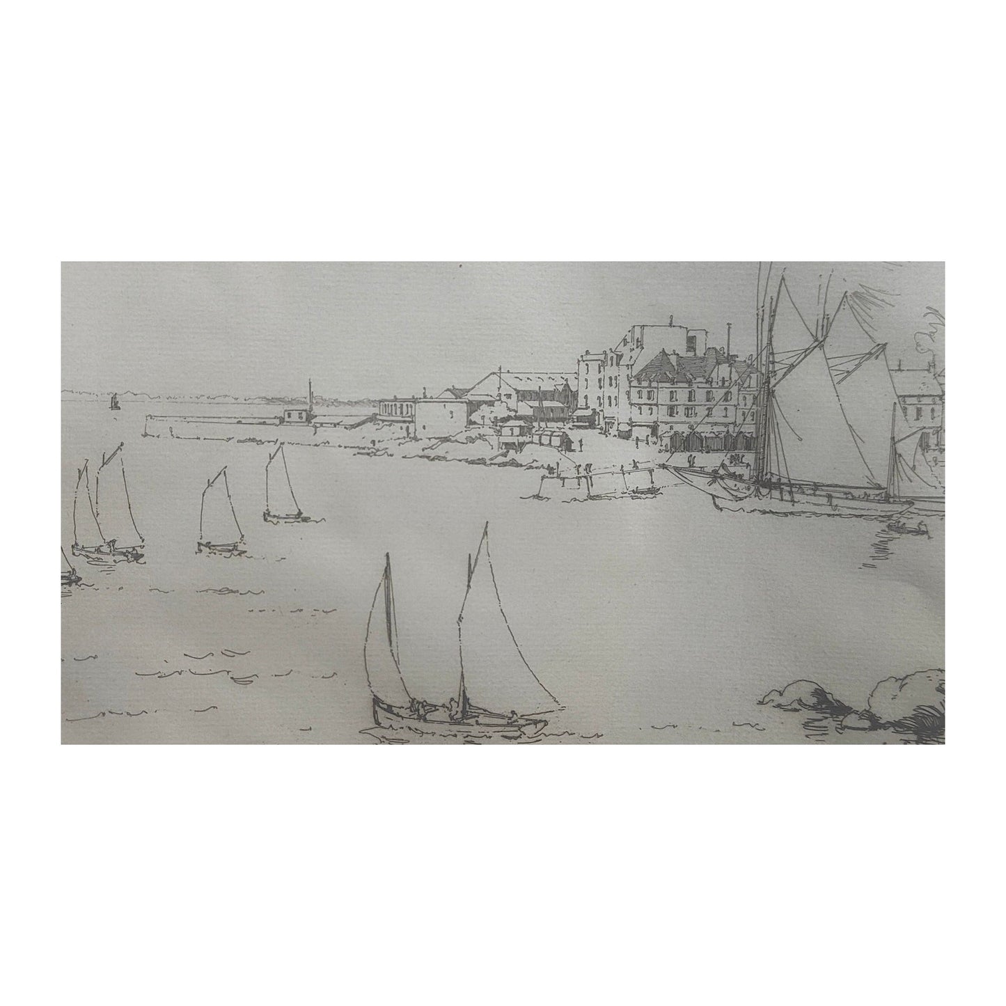 Image traitée - Eugène Béjot (1867-1931) Les Sardiniers de Concarneau, 1927  Eau-forte originale, épreuve avant le trait carré