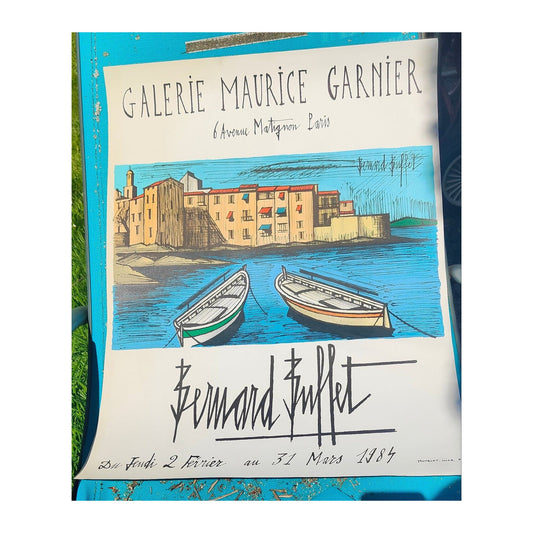 Image traitée - Affiche d'exposition de Bernard Buffet- Mourlot-bateaux