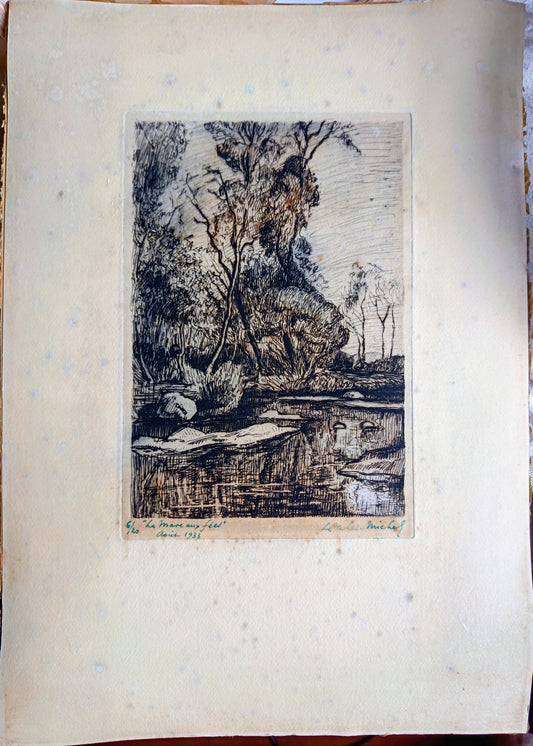 Lucien CAHEN-MICHEL (1888-1979) – La Mare aux Fées (1933) eau-forte.