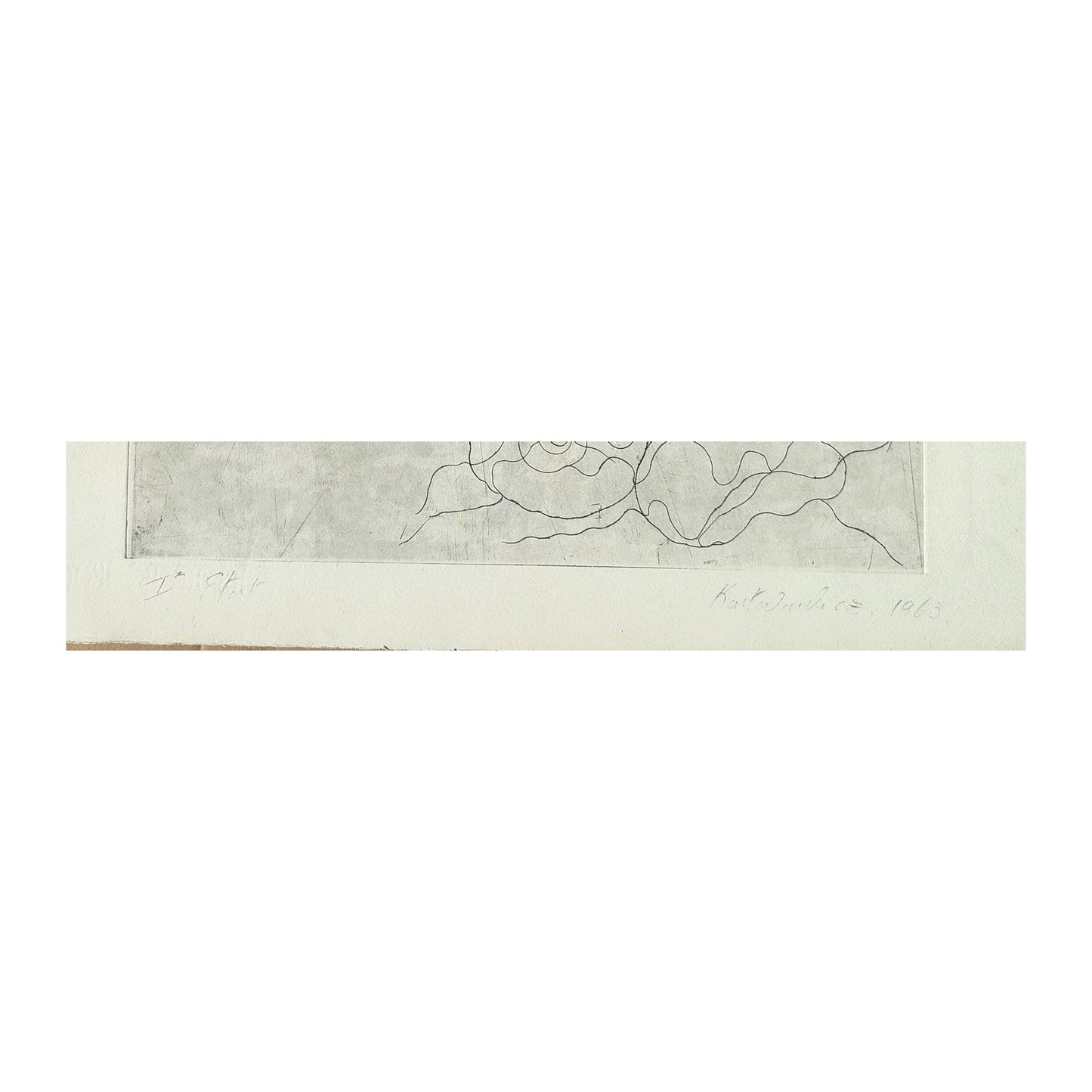 Gravure abstraite en noir et blanc de Serge Kantorowitz, eau-forte originale épreuve d’artiste signée et justifiée