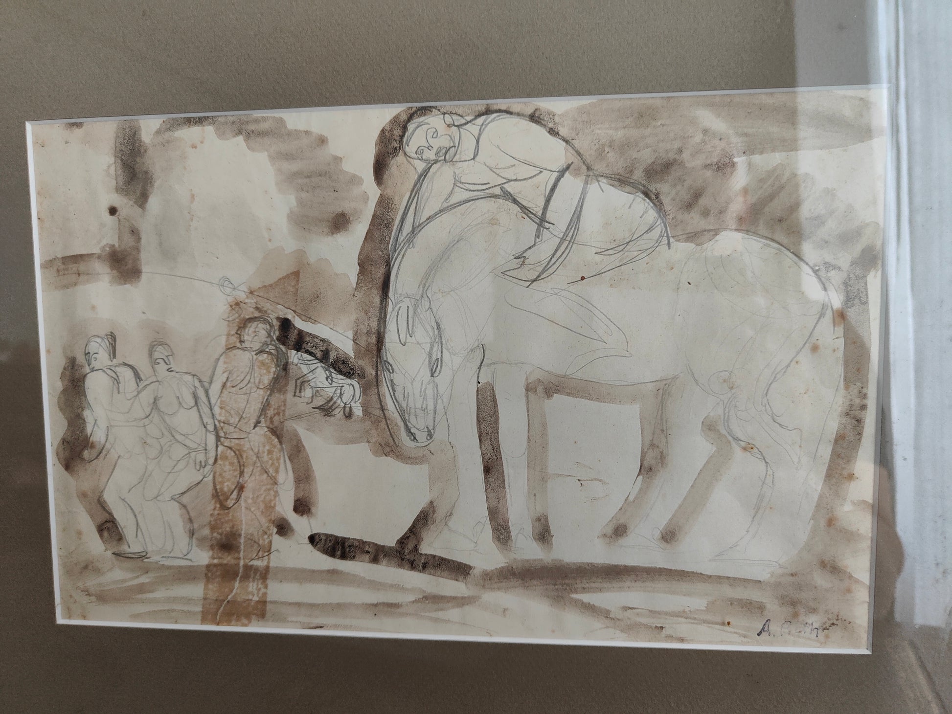 Le Cavalier dessin aquarelle Alfred Reth art moderne équestre École de Paris 49x38 cm 750 euros